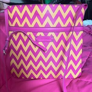 Vera Bradley Hot Pink and Yellow Chevron Crossbody
